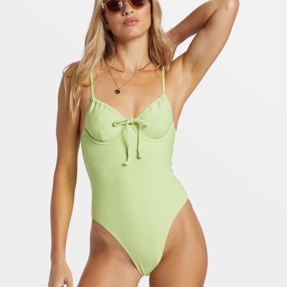 NWT Billabong Tanlines Ella One Piece Swimsuit in Lime Zest Size Medium - Picture 1 of 6